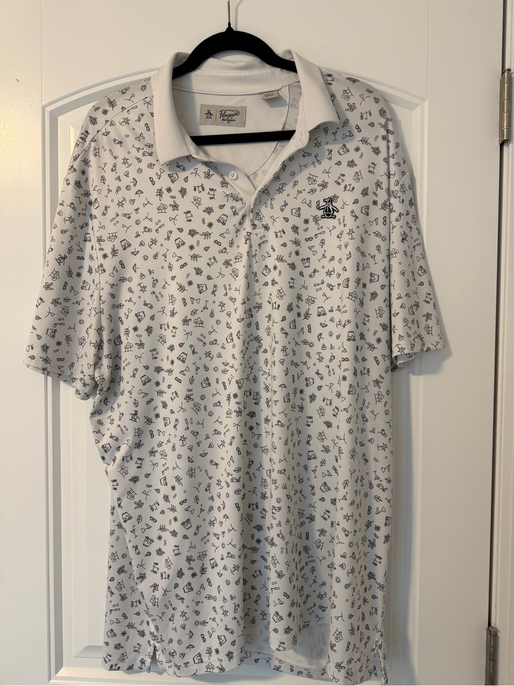 Penguin Light Gray Printed Polo Shirt - Men